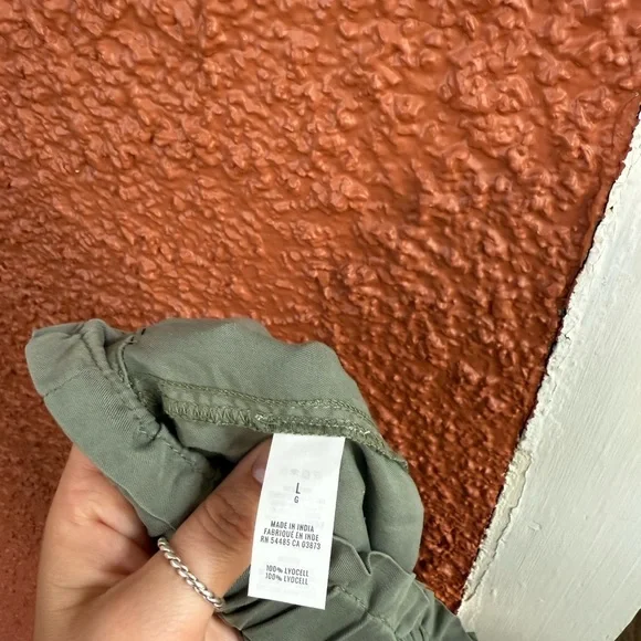 Aerie Green Camp Shorts Lyocell Tie Waist Paperbag Shorts Size Large - Picture 2 of 3